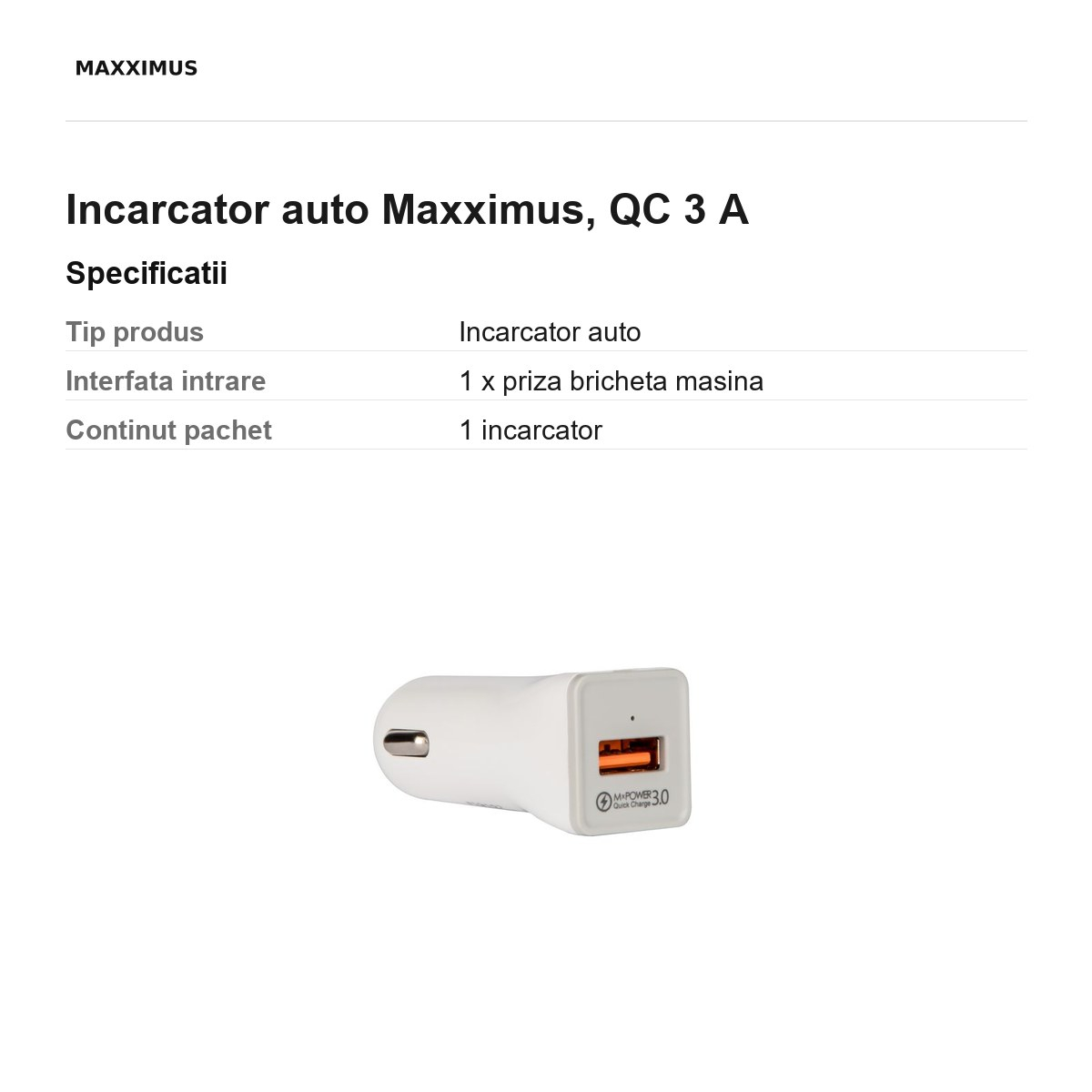 Incarcator auto Maxximus, QC 3 A [3]