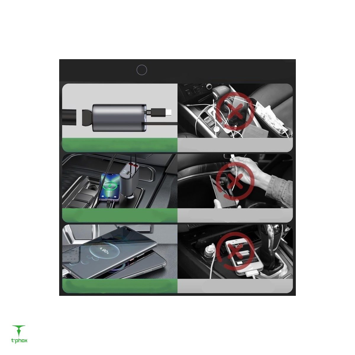 Incarcator auto T-Phox, 86 W, gri [5]