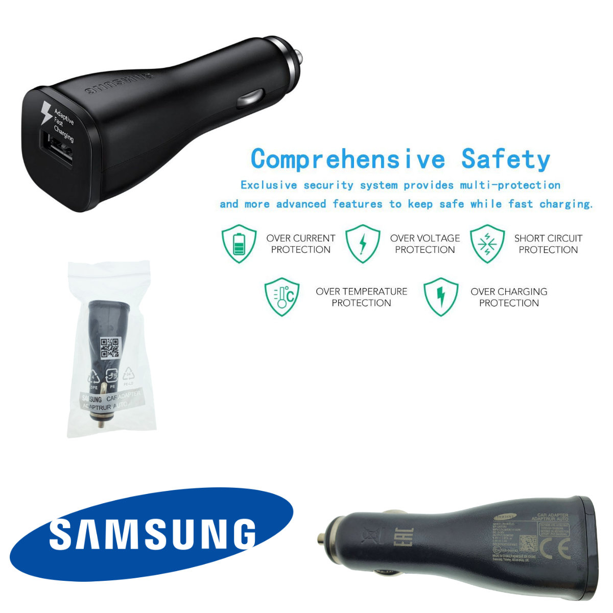 Incarcator auto USB, Samsung EP-LN915U, Adaptive Fast Charging, DC 11-30V, 5V 2A sau 9V 1.67A, negru [9]