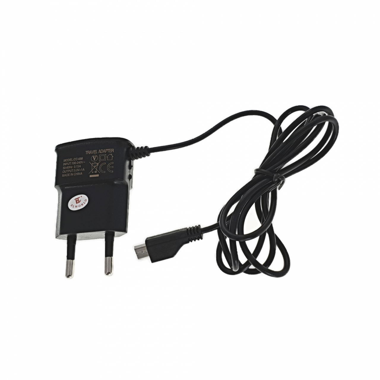 Incarcator CC688 de retea pentru telefon , cu cablu microUSB,1A,negru [4]