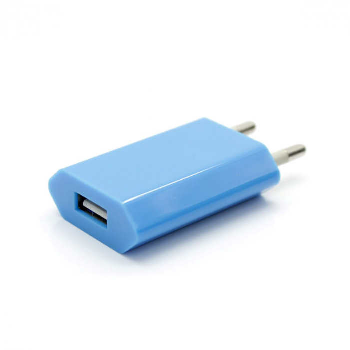 Încărcător de perete,adaptor de alimentare USB,1000 mA,albastru [1]