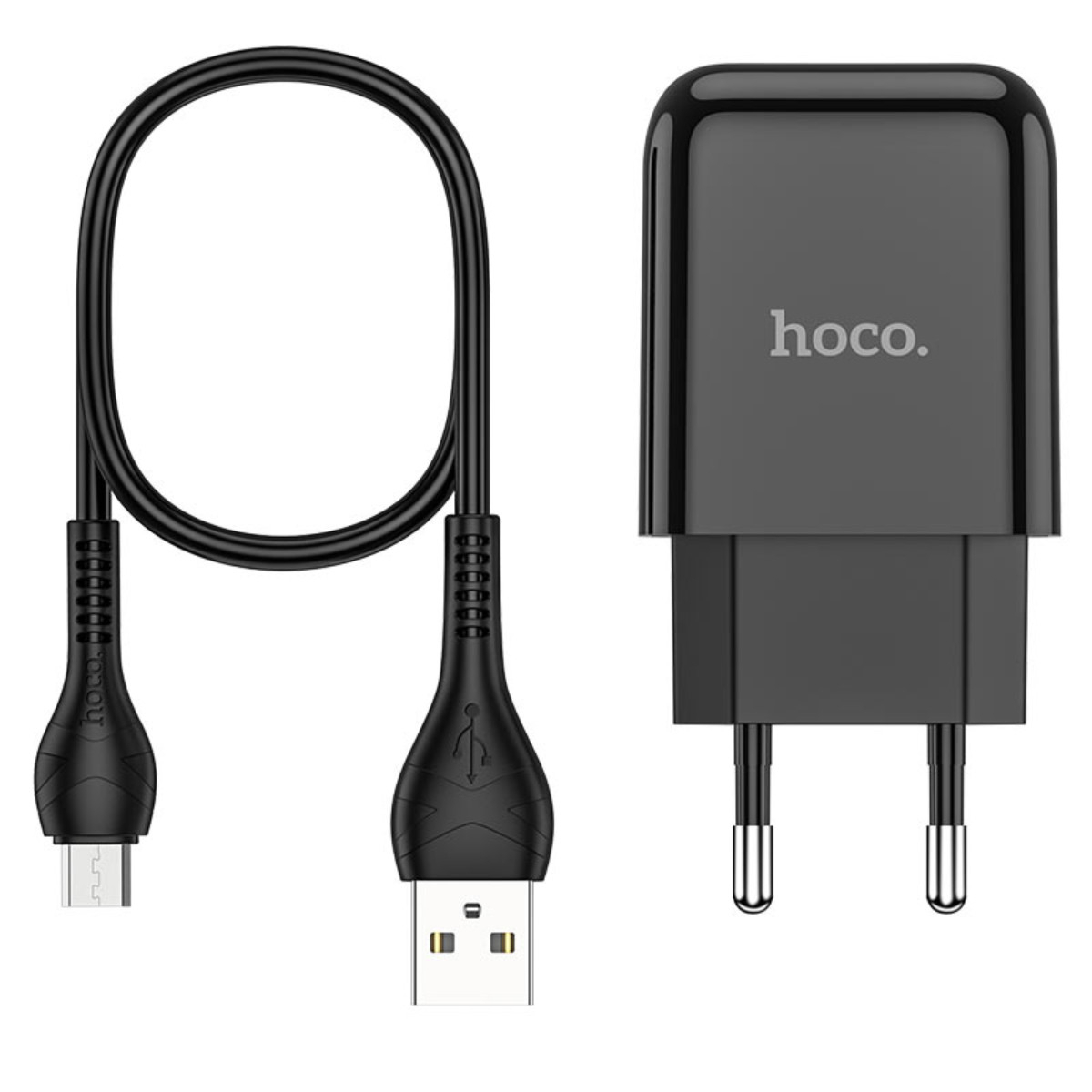 Incarcator priza EU, HOCO N2 Vigour, cu cablu microUSB, lungime 1m, 5V / 2.1 A, 1 x USB, negru [1]