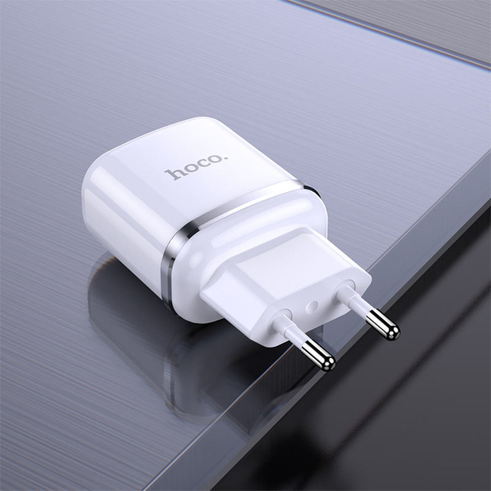 Incarcator priza EU, HOCO N4 Dual Ports, Fast Charge, 5V / 2.4 A, 2 porturi USB, alb [10]
