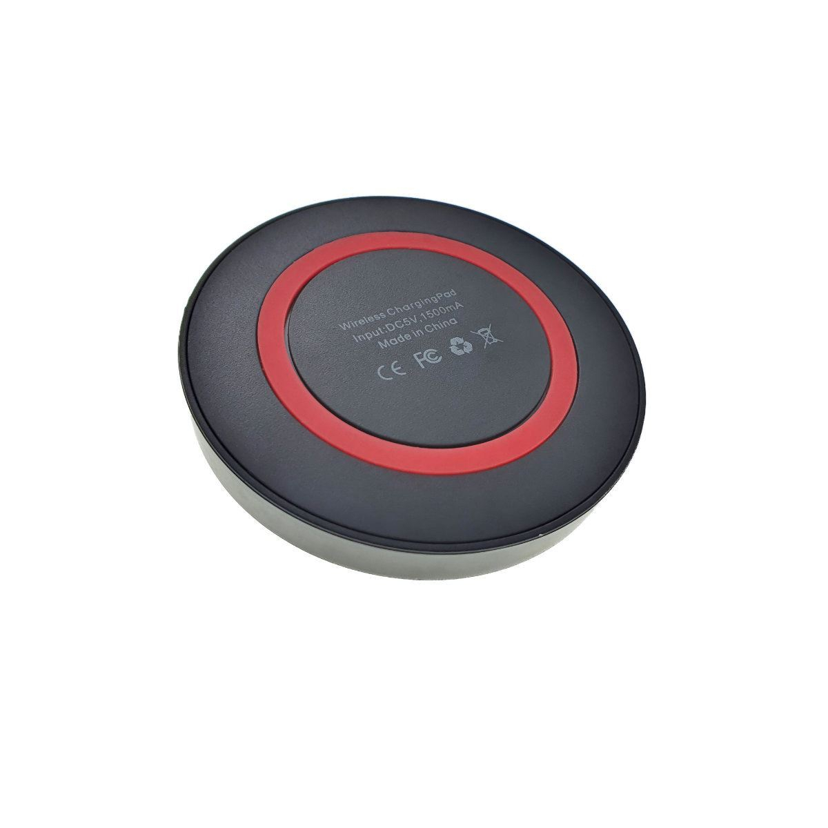 Incarcator Qi Wireless, 70x10mm, 5V 1 A, negru cu rosu [3]