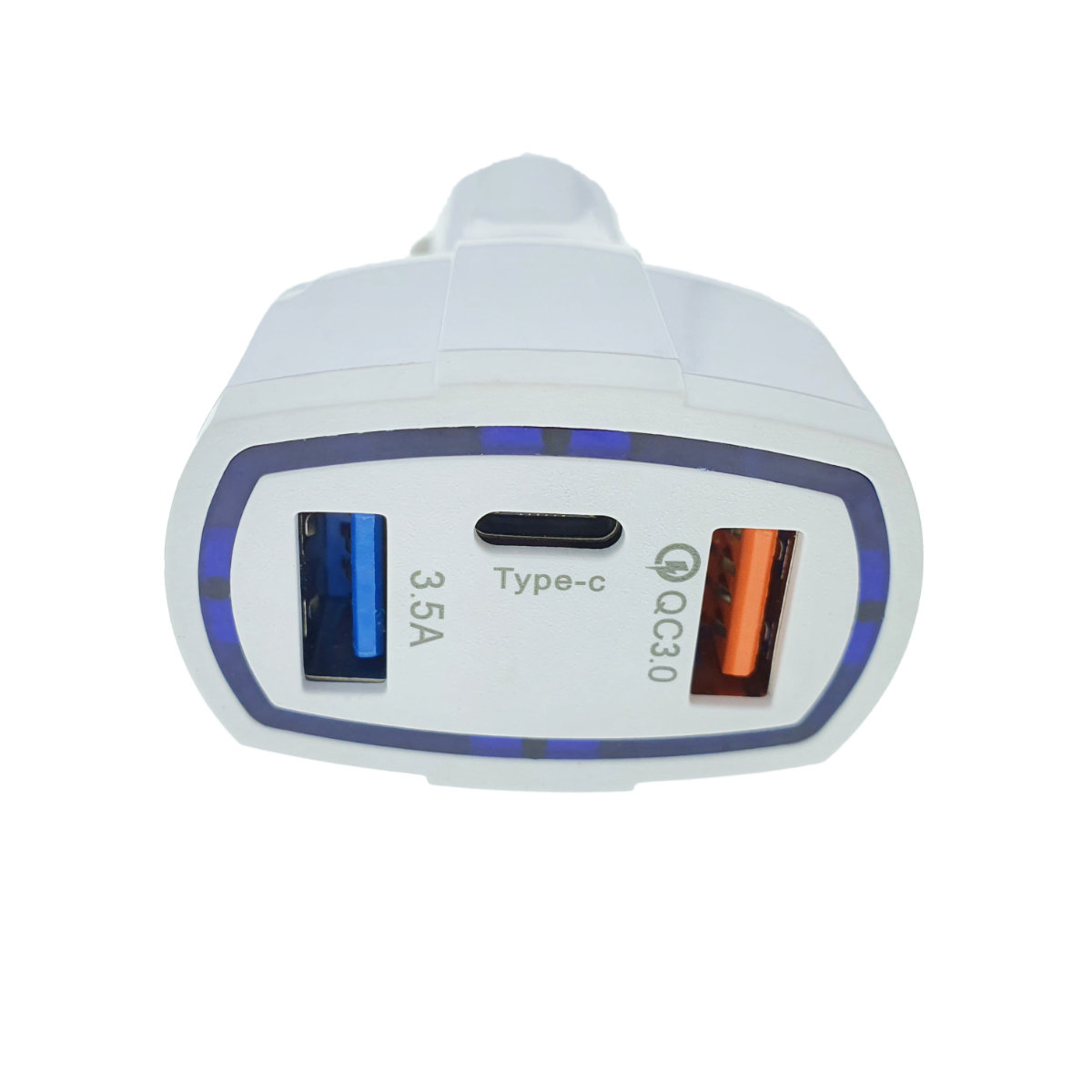 Incarcator rapid auto 35W, cu 3 porturi, USB tip C, USB QC 3.0 si USB 3.5A, 12 - 32 V, cu protectie, alb [12]