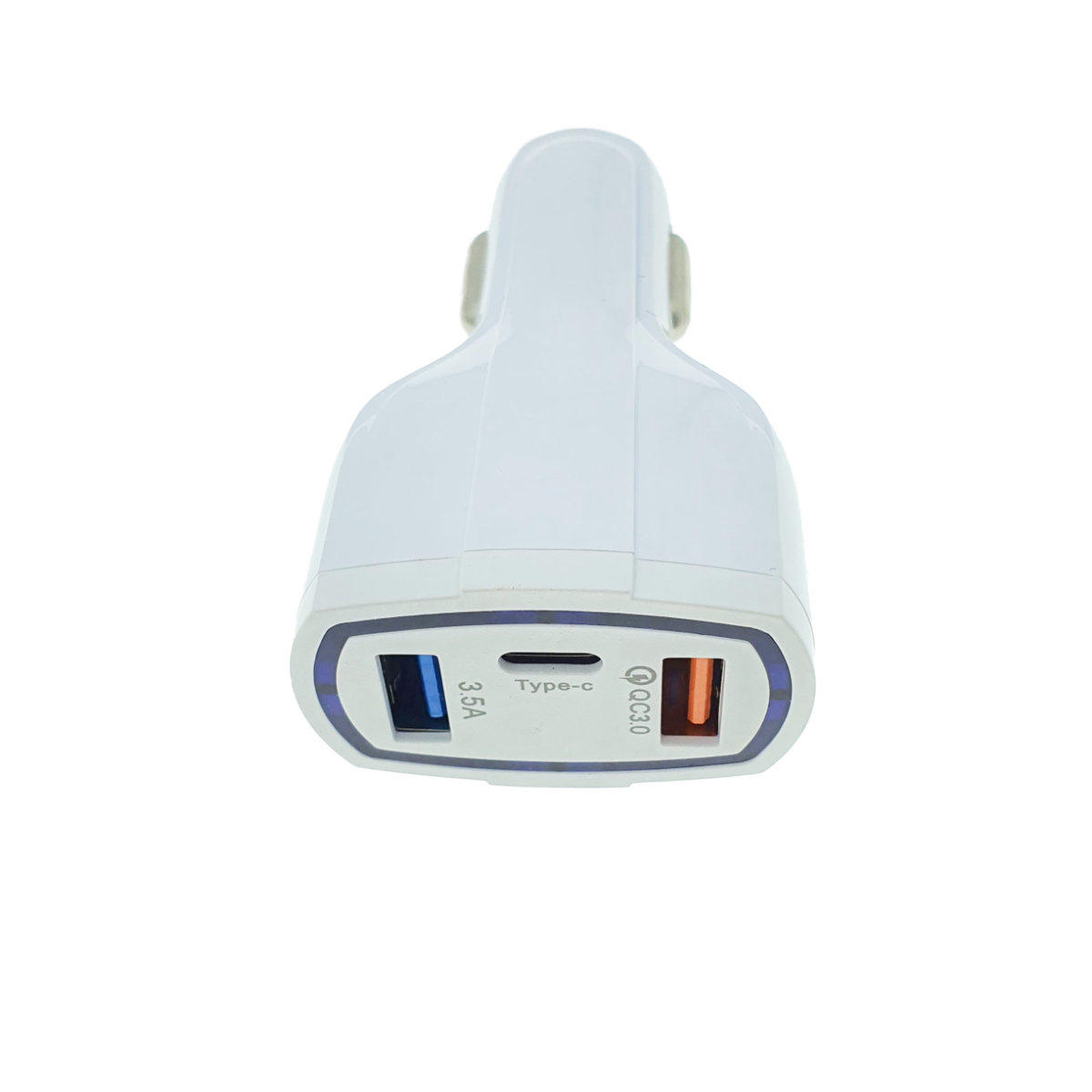 Incarcator rapid auto 35W, cu 3 porturi, USB tip C, USB QC 3.0 si USB 3.5A, 12 - 32 V, cu protectie, alb [11]