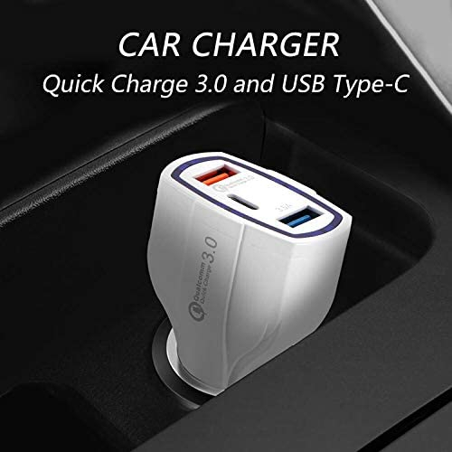 Incarcator rapid auto 35W, cu 3 porturi, USB tip C, USB QC 3.0 si USB 3.5A, 12 - 32 V, cu protectie, alb [19]