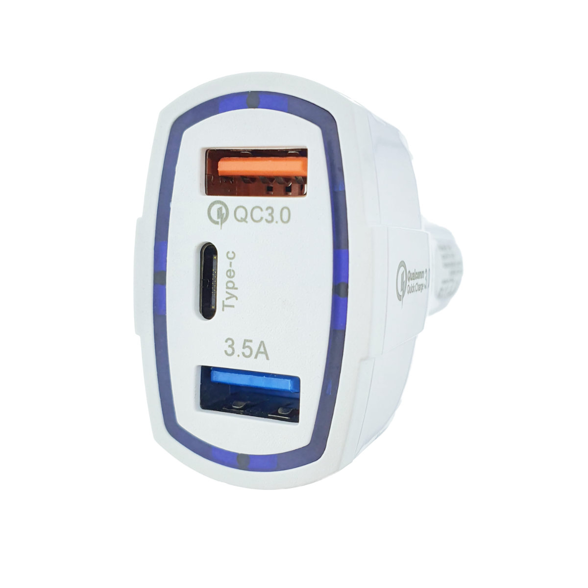 Incarcator rapid auto 35W, cu 3 porturi, USB tip C, USB QC 3.0 si USB 3.5A, 12 - 32 V, cu protectie, alb [6]