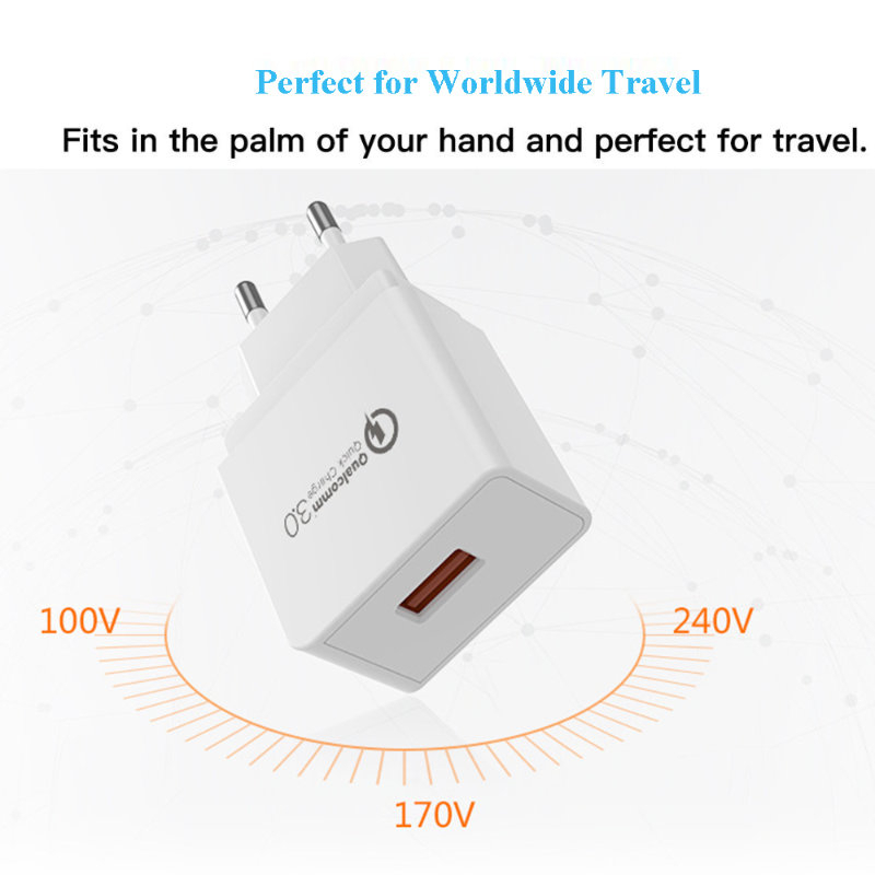 Incarcator USB la priza Euro, 18W, Quick Charge 3.0, 100 - 240V, 3A, alb [4]
