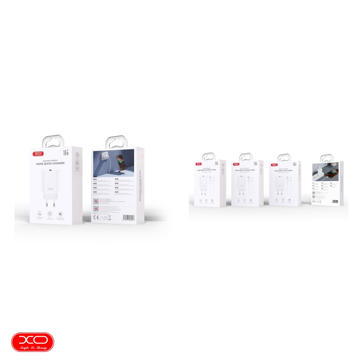 Incarcator XO CE33, QC 18 W, 1x USB, alb [4]