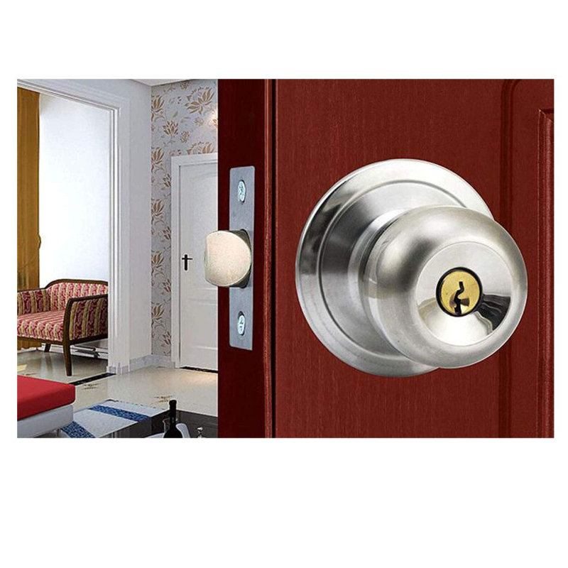 Incuietoare de usa cu manere rotunde, ZQ-5831, FAM-65852, 3 chei, sistem anti-blocare, din otel, set complet, nichelat [4]