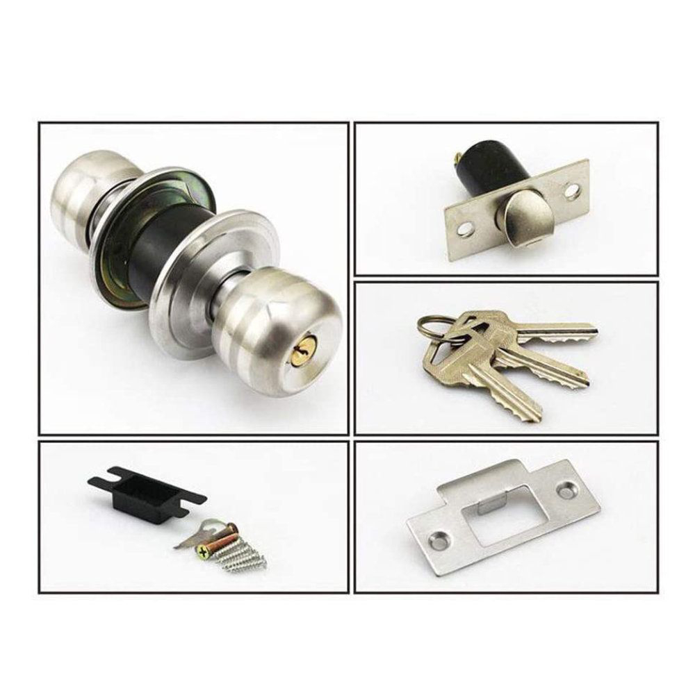 Incuietoare de usa cu manere rotunde, ZQ-5831, FAM-65852, 3 chei, sistem anti-blocare, din otel, set complet, nichelat [2]