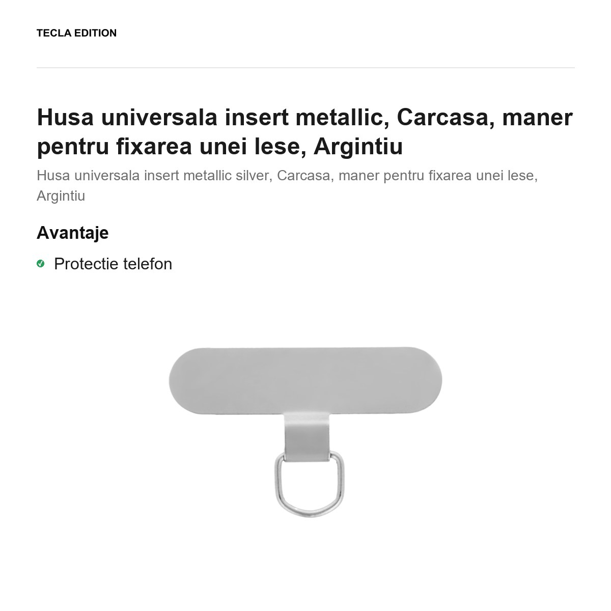 Insertie metalica universala pentru prinderea snurului la telefon, Argintiu [2]