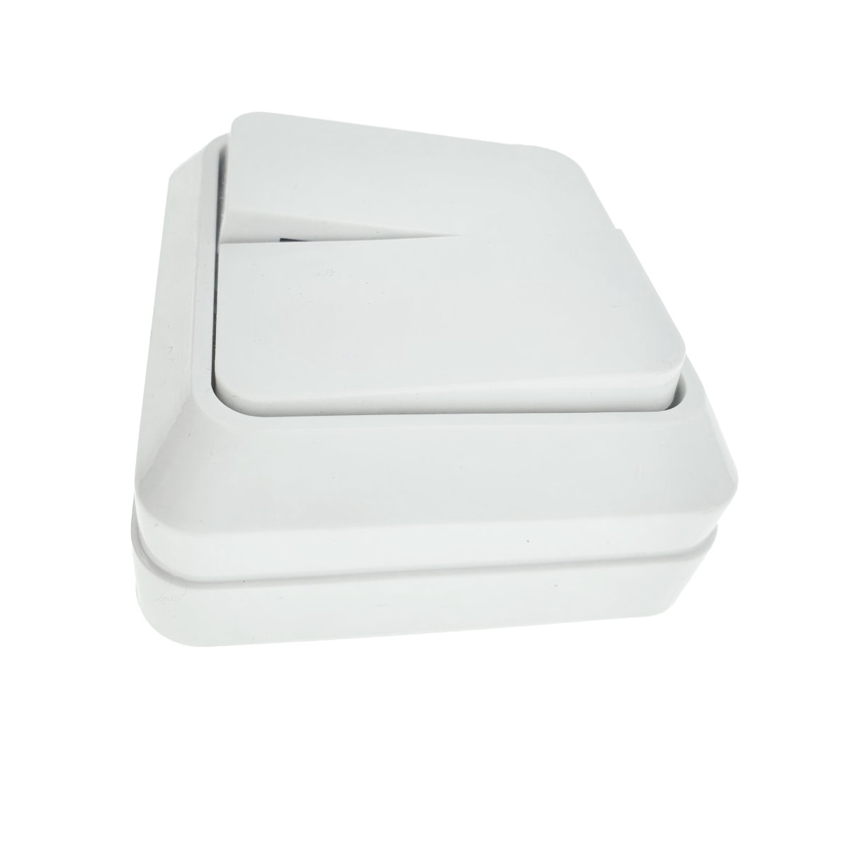 Intrerupator cu 2 butoane, aplicat, cu rama, 80 x 80 x 35mm, alb [7]