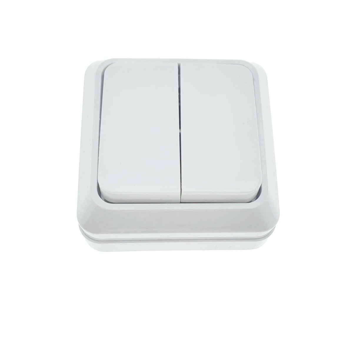 Intrerupator cu 2 butoane, aplicat, cu rama, 80 x 80 x 35mm, alb [10]