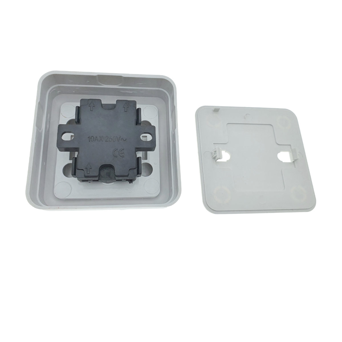Intrerupator cu buton, aplicat, cu rama, 70 x 70 x 32mm, alb [5]