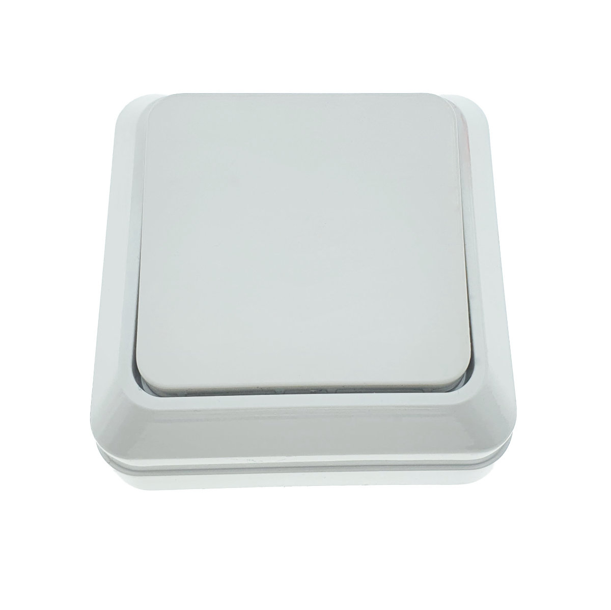 Intrerupator cu buton, aplicat, cu rama, 70 x 70 x 32mm, alb [8]