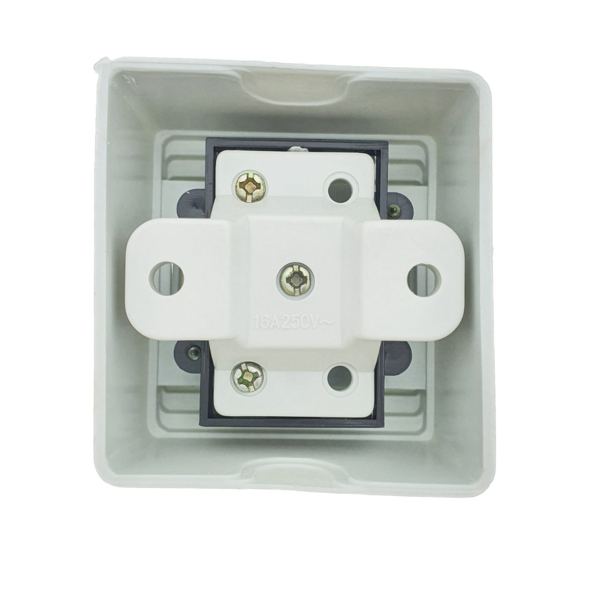 Intrerupator cu buton, montaj aplicat, cu rama, 60 x 56 x 40mm, alb [4]