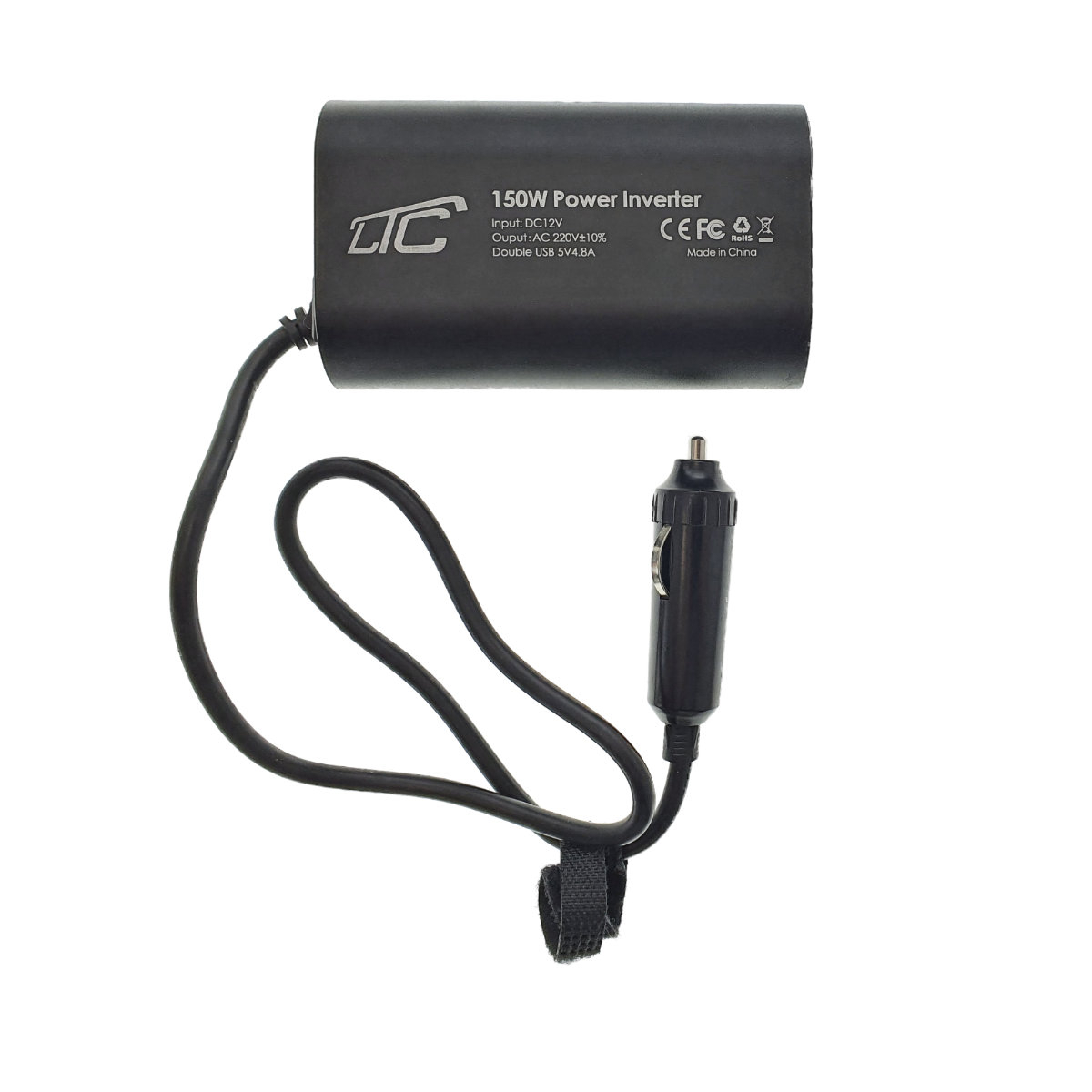 Invertor auto 12V la 230V 150W, iesire 2 X USB 2.4A, cu protectie, negru [5]