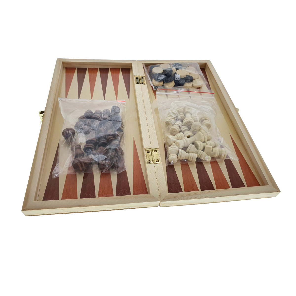 Joc de masa 3 in 1, sah, table si dame, 30 x 30 cm, cu 64 piese [8]