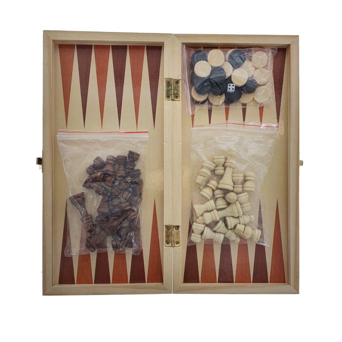 Joc de masa 3 in 1, sah, table si dame, 30 x 30 cm, cu 64 piese [4]