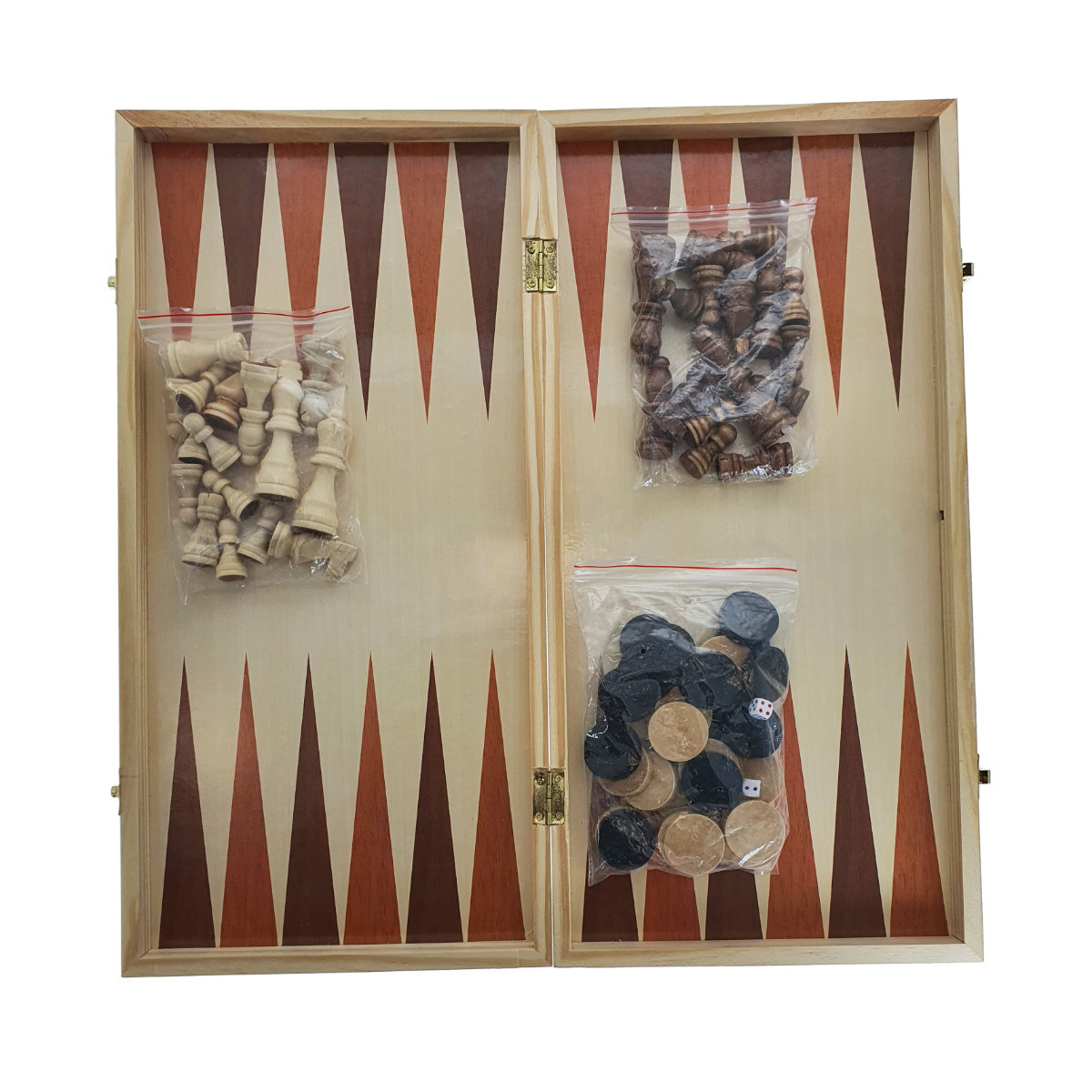 Joc de masa 3 in 1, sah, table si dame, 48 x 48 cm, cu 64 piese [8]