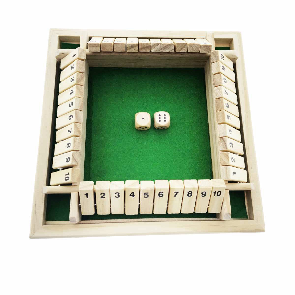 Joc de societate, cu zaruri, Shut The Box Green, 1 - 4 persoane, suprafata 130 x 130 mm, din lemn [3]
