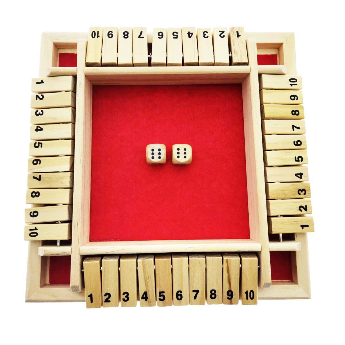 Joc de societate, cu zaruri, Shut The Box Red, 1 - 4 persoane, suprafata 130 x 130 mm, din lemn [8]