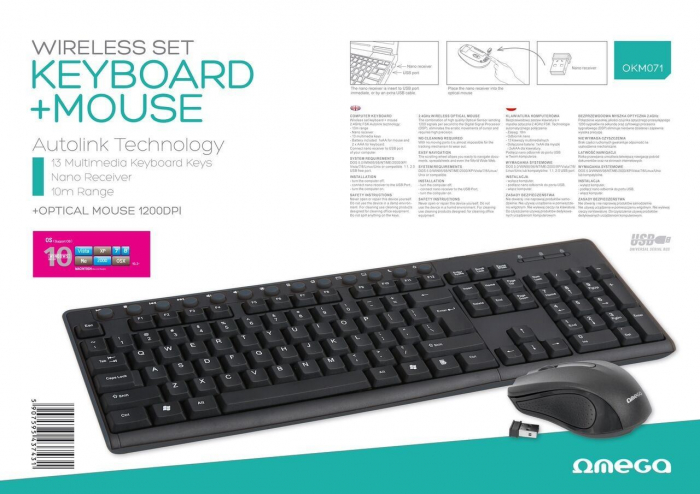 KEYBOARD US + MOUSE OMEGA OKM071 M-MEDIA W-LESS SET 2.4GHZ [4]