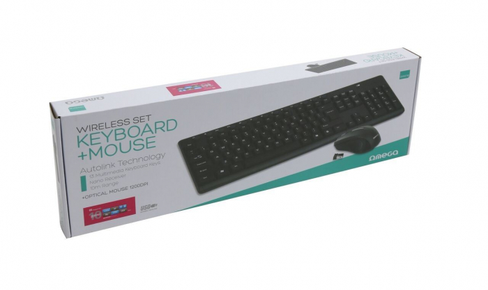 KEYBOARD US + MOUSE OMEGA OKM071 M-MEDIA W-LESS SET 2.4GHZ [3]