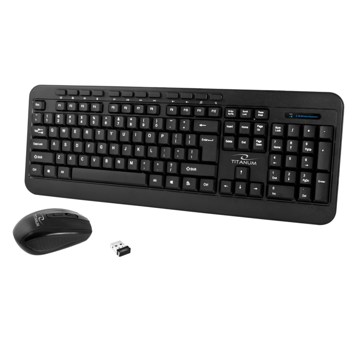 Kit tastatura multimedia fara fir si mouse wireless , Titanum Akron, 2.4 GHz, 1600 DPI, 3 butoane si scroll, negru [4]