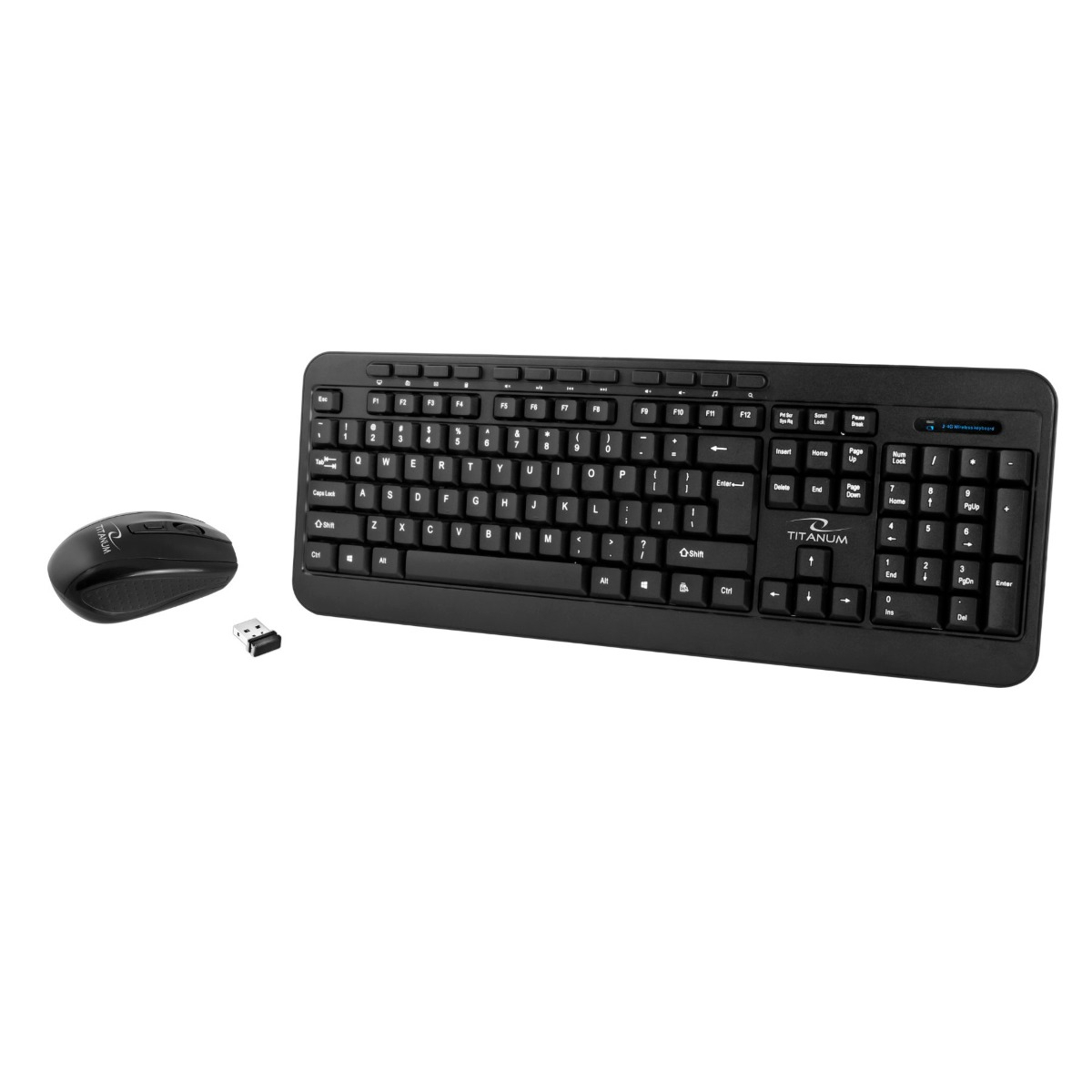 Kit tastatura multimedia fara fir si mouse wireless , Titanum Akron, 2.4 GHz, 1600 DPI, 3 butoane si scroll, negru [2]