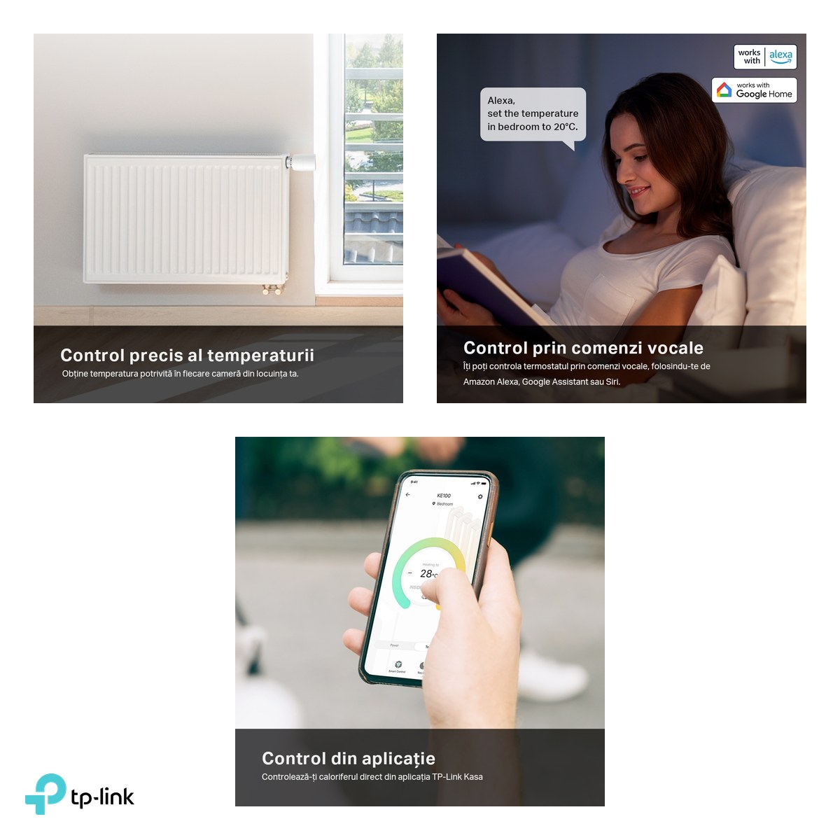 Kit termostat smart pentru calorifer TP-Link Kasa KE100 cu hub KH100, cap termostatic 868 MHz, hub Wi-Fi 2.4 GHz, filet M30x1.5 cu adaptoare RA, RAV, RAVL, alb [4]