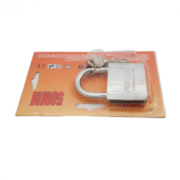 Lacat inox, FS-11439, cu cheie stea,50mm,argintiu [5]