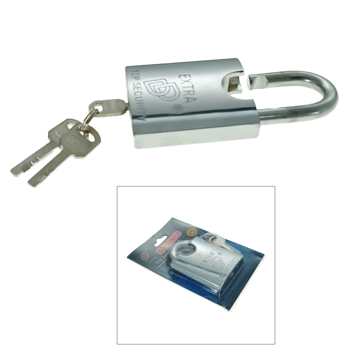 Lacat metalic DD60 Top Security, 60mm, cu protectie Anti Spargere, otel durificat, 3 chei, 440g, argintiu [4]