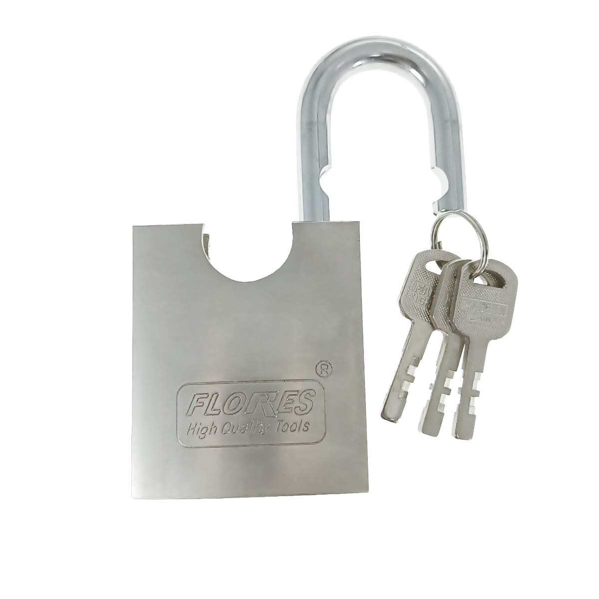 Lacat metalic inox Flores 11435, 60mm, cu protectie Anti Spargere, 3 chei, 437g, argintiu [2]