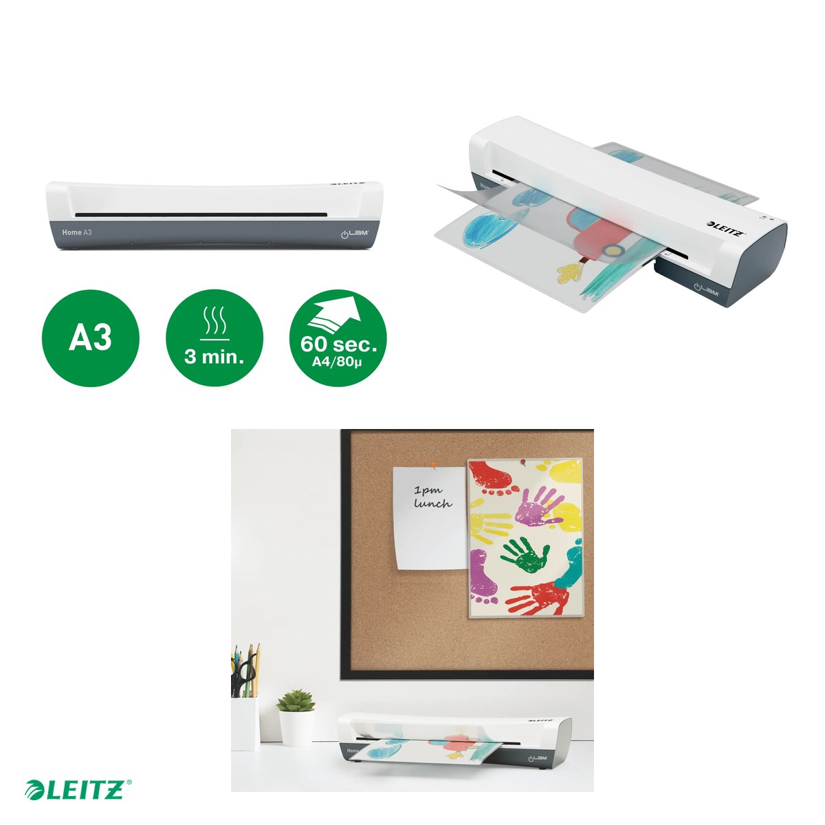 Laminator Leitz iLAM Home, A3, kit folii laminare inclus, alb-gri [5]