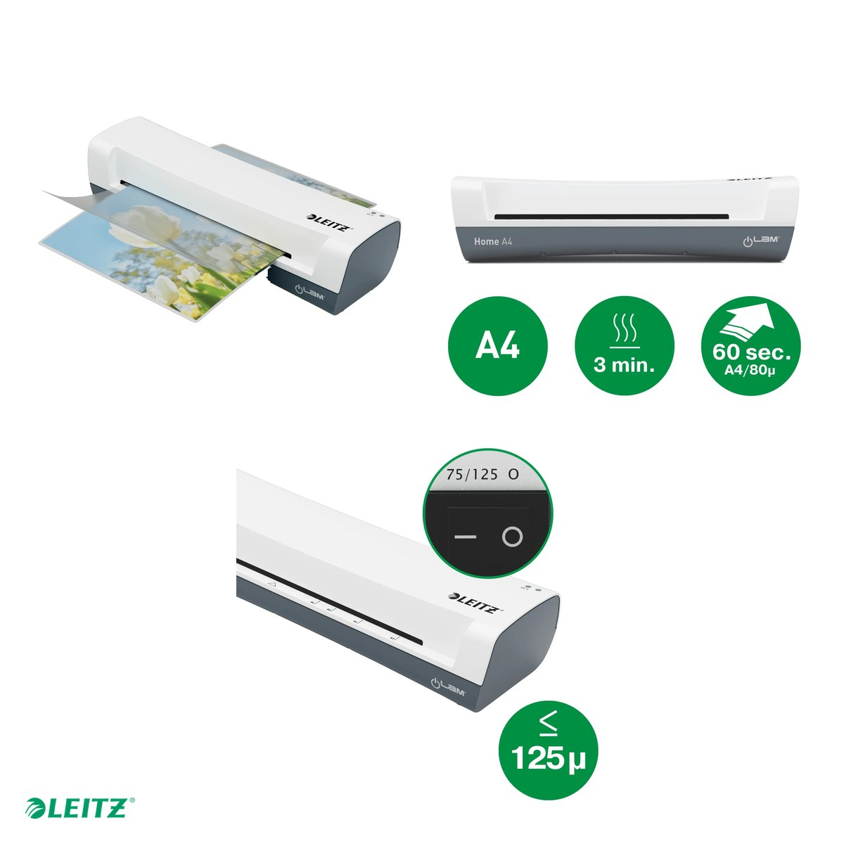 Laminator Leitz iLAM Home, A4, kit folii laminare inclus, alb-gri [4]
