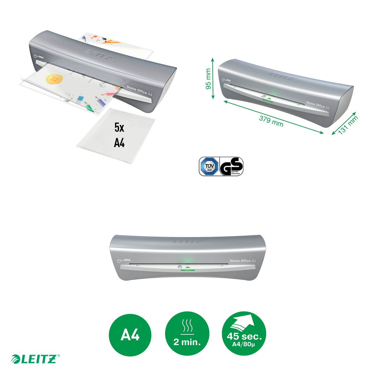 Laminator Leitz iLAM Home Office, A4, kit folii laminare, argintiu [4]