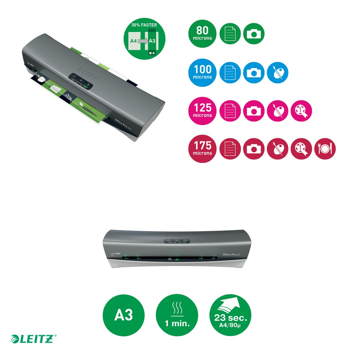 Laminator Leitz iLAM Office Pro, A3, kit folii laminare inclus, gri [4]