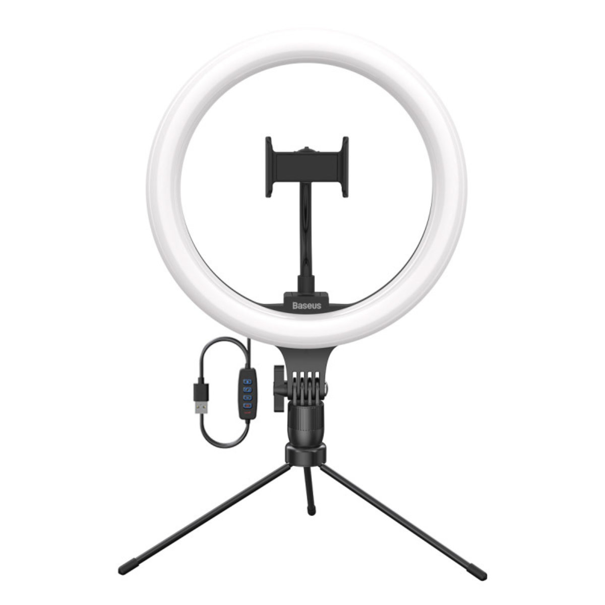 Lampa circulara LED cu tripod, 15W, Baseus CRZB10-A01 22733, diametru 25 cm, lungime cablu 190 cm, conector USB Tip A tata, neagra [12]