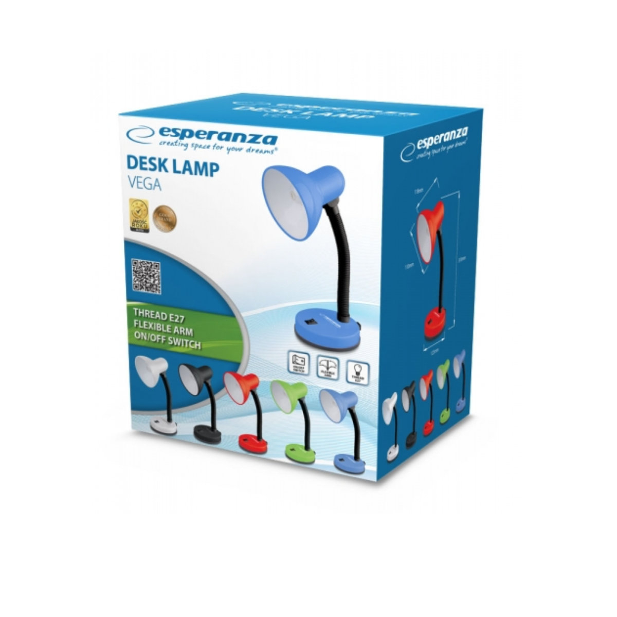 Lampa de birou cu brat flexibil, Esperanza Vega 94379, 31cm inaltime, dulie E27, rosie [6]