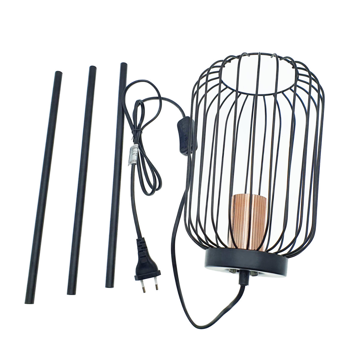 Lampa de podea cu suport trepied, design industrial, Platinet 44915, E27, 40W, inaltime 60 cm, din metal, neagra [4]