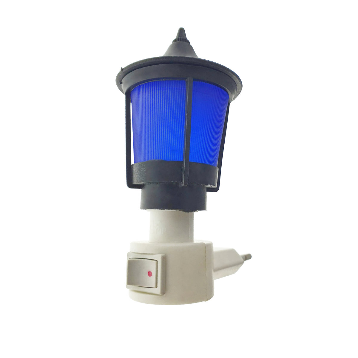Lampa de veghe cu buton intrerupator, design felinar cu abajur albastru [3]