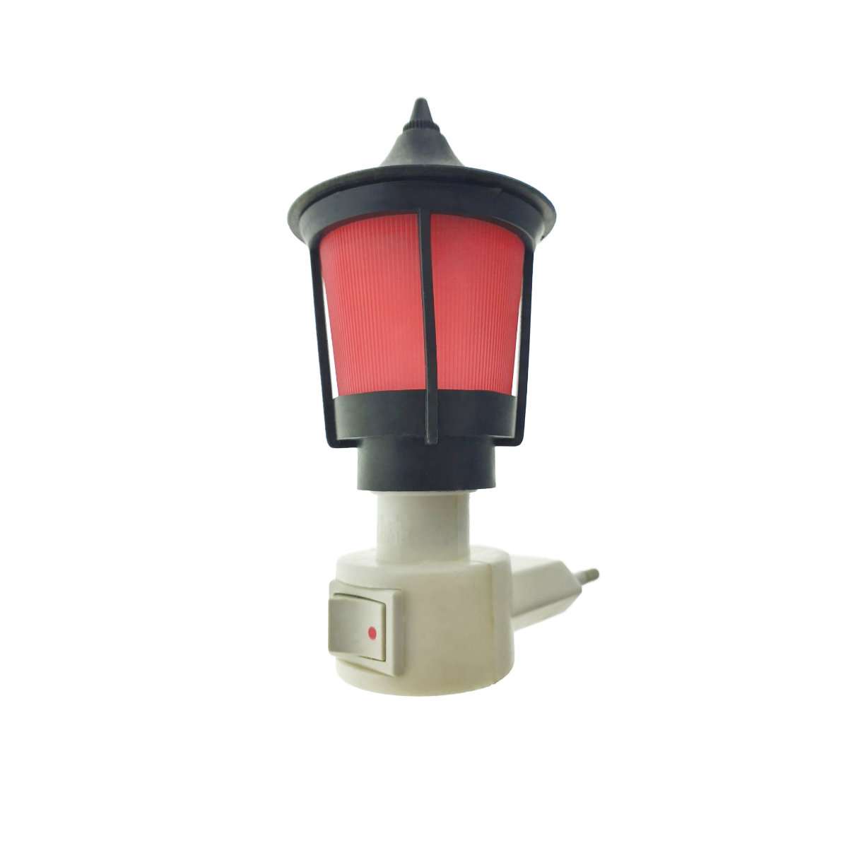 Lampa de veghe cu buton intrerupator, design felinar cu abajur rosu [1]