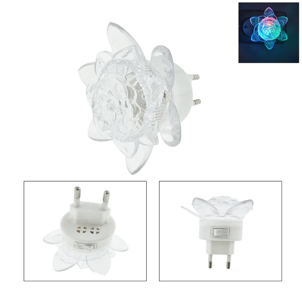Lampa de veghe LED, design tip floare, cu intrerupator, FE-40466-FL, iluminare multicolora [4]