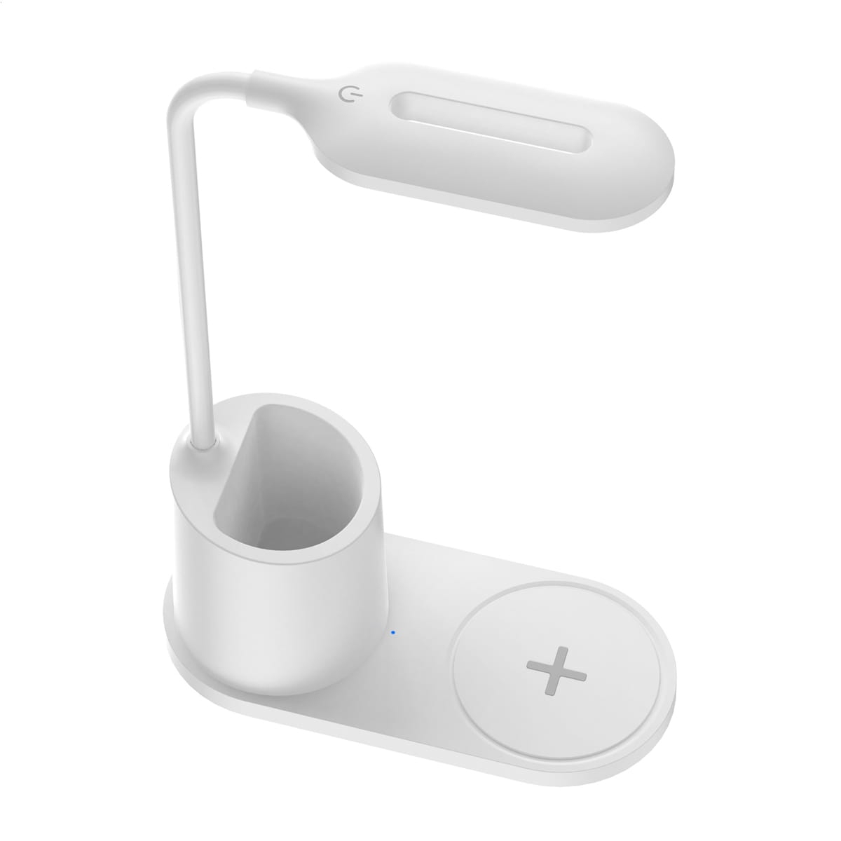 Lampa Led 3W de birou, Platinet 45247, cu incarcator Qi wireless 5W, brat reglabil si organizator, 3 nivele de iluminare, USB tip C, alba [1]