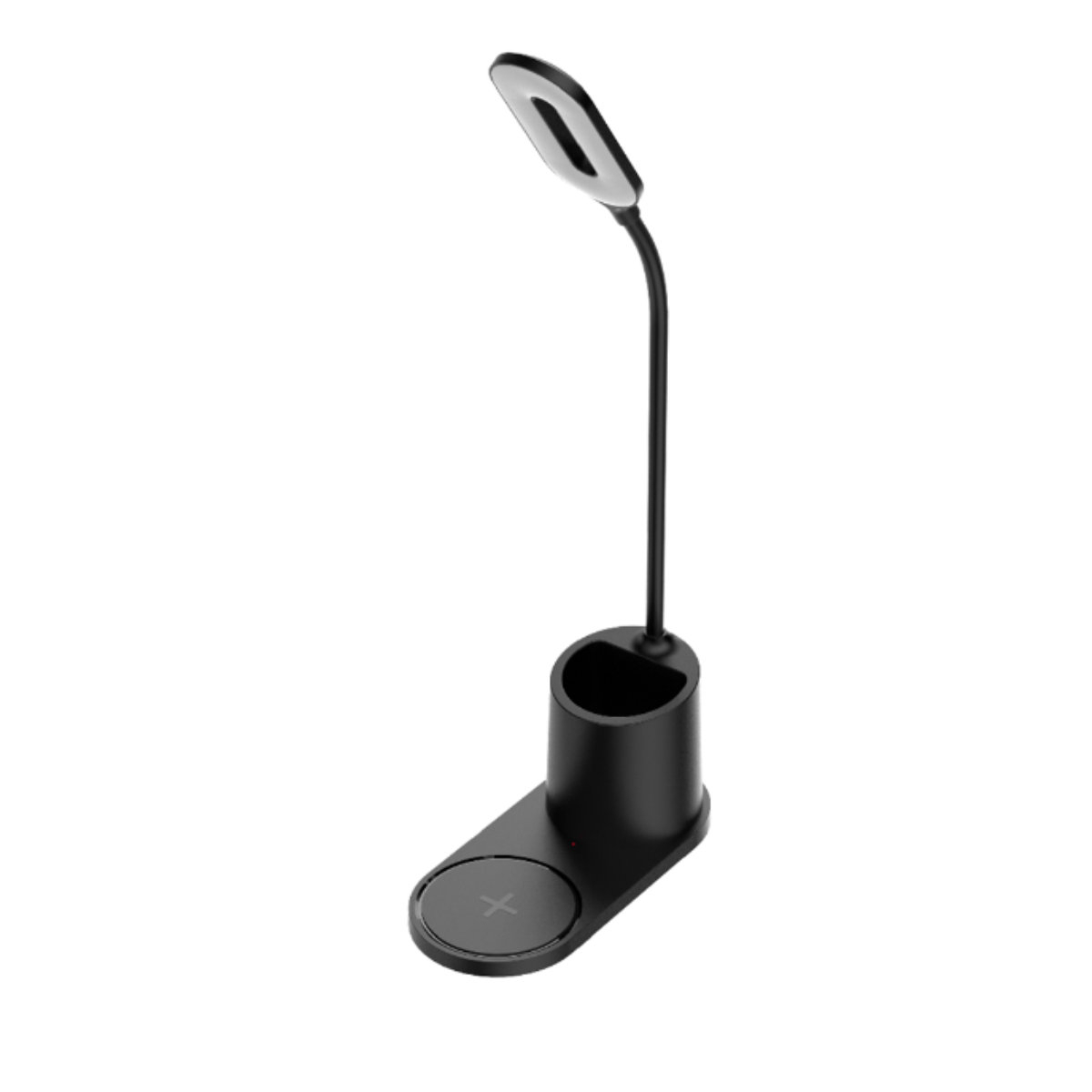 Lampa Led 3W de birou, Platinet 45248, cu incarcator Qi wireless 5W, brat reglabil si organizator, 3 nivele de iluminare, USB tip C, neagra [1]