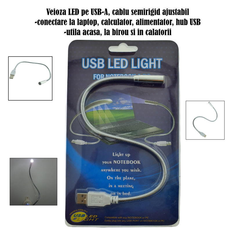 Lampa LED cu conectare USB , cablu flexibil, CMP-USBLIGHT, argintie [7]