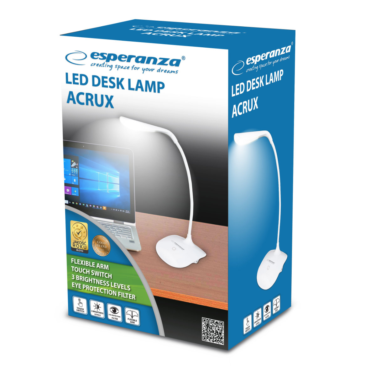 Lampa LED, Esperanza Acrux ELD103W, brat flexibil 21 cm, alimentare duala, cablu 110 cm, 4 x AAA, alba [5]